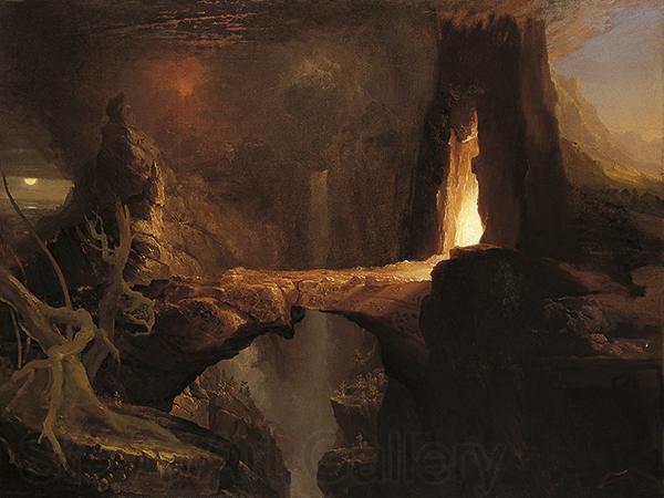 Thomas Cole Moon and Firelight Norge oil painting art